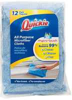 
              Quickie Chiffon de nettoyage en microfibre 14 x 14 pouces, bleu, paquet de 12 serviettes/essuie-glace tout usage pour le nettoyage
            