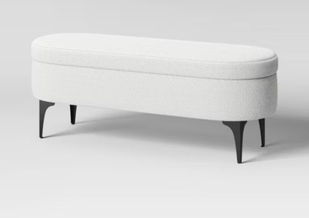 Storage Bench with Metal Legs Cream Boucle (FA) - Threshold