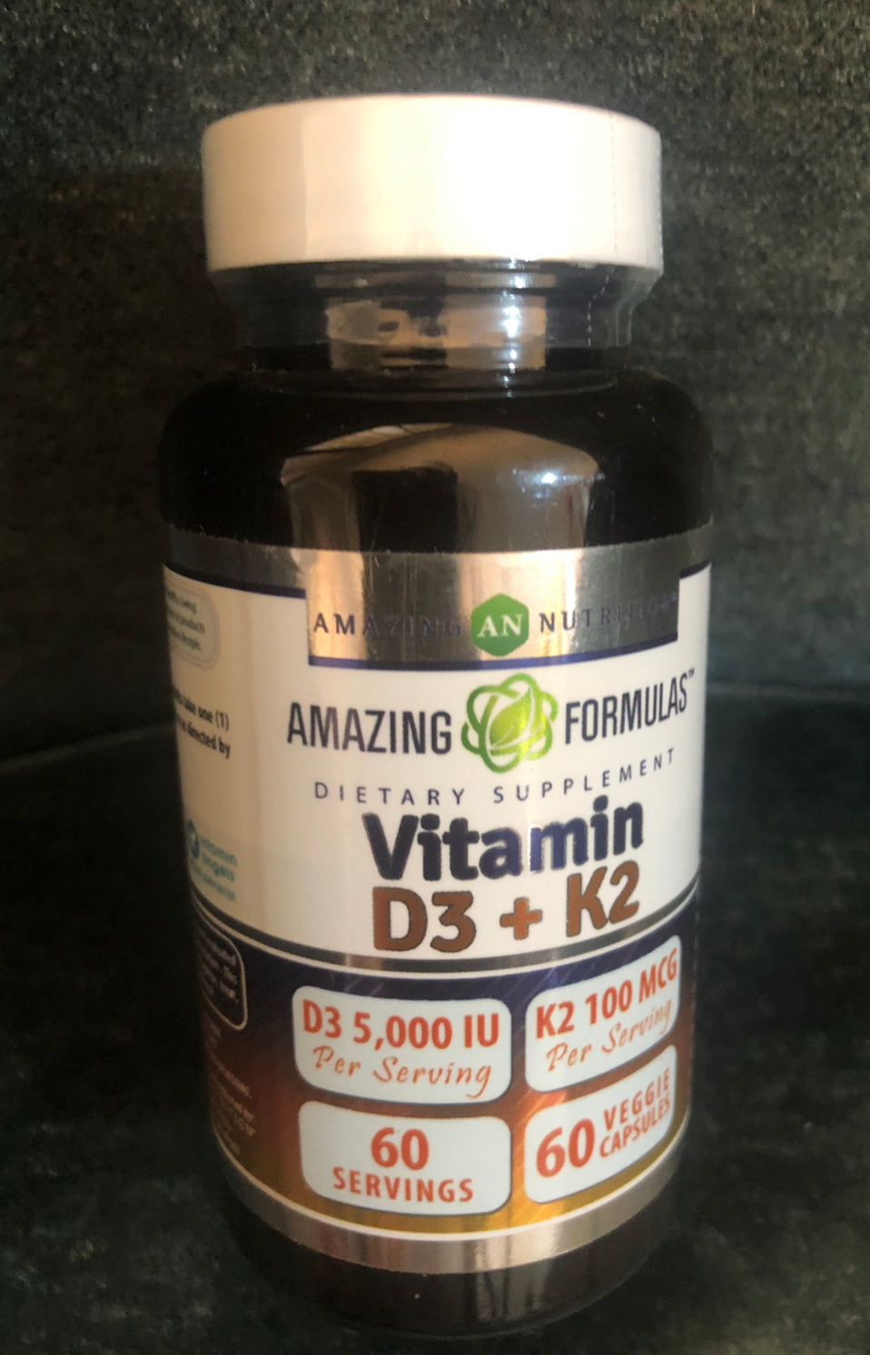 Amazing  Formulas Vitamin D3 + K2  60 capsules DLC: 08/2027