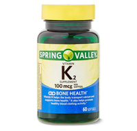 
              Spring Valley Vitamin K2 Supplement, Soft Gel Capsules, 100 Mcg, 60 Count
            