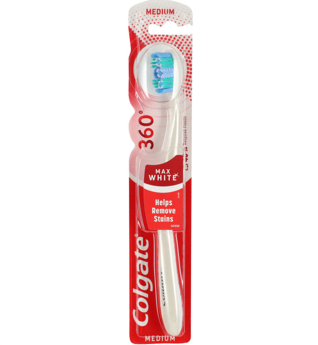 Colgate 360° White Expert Brosse à dents medium, pour un sourire naturellement plus blanc