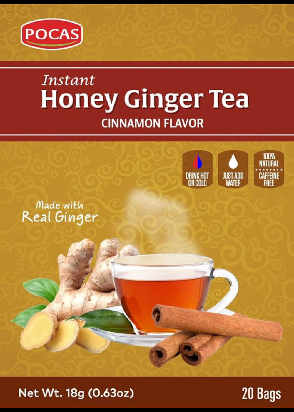 Pocas Honey Ginger Tea With Cinnamon 360g 20 Sachets DLC: Sept26