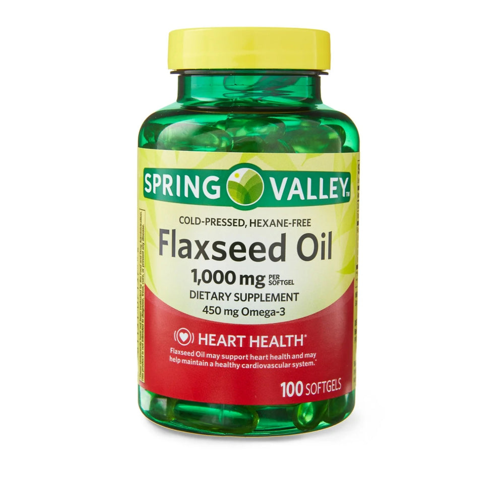 Spring Valley Flaxseed Oil Softgels Dietary Supplement, 1,000 mg, 100 Count