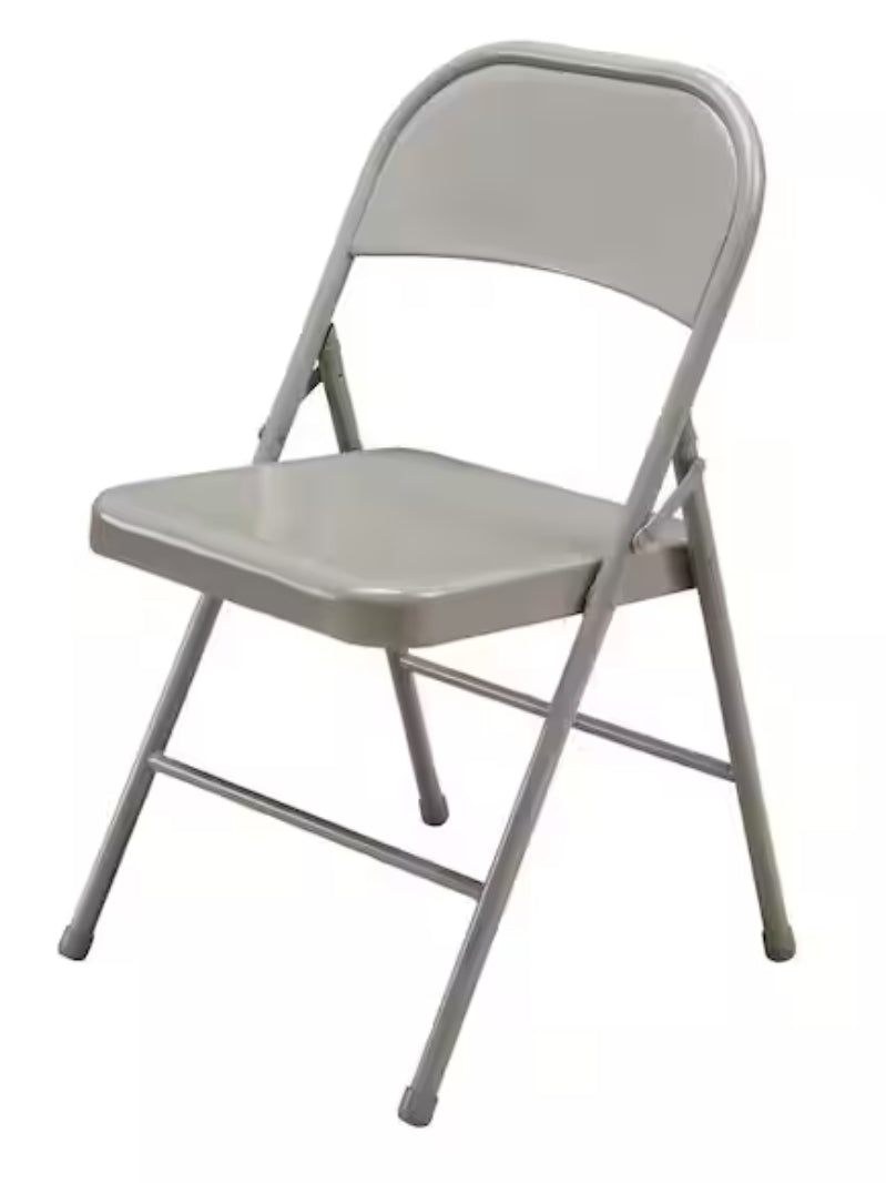 Beige Metal Stackable Folding Chairs