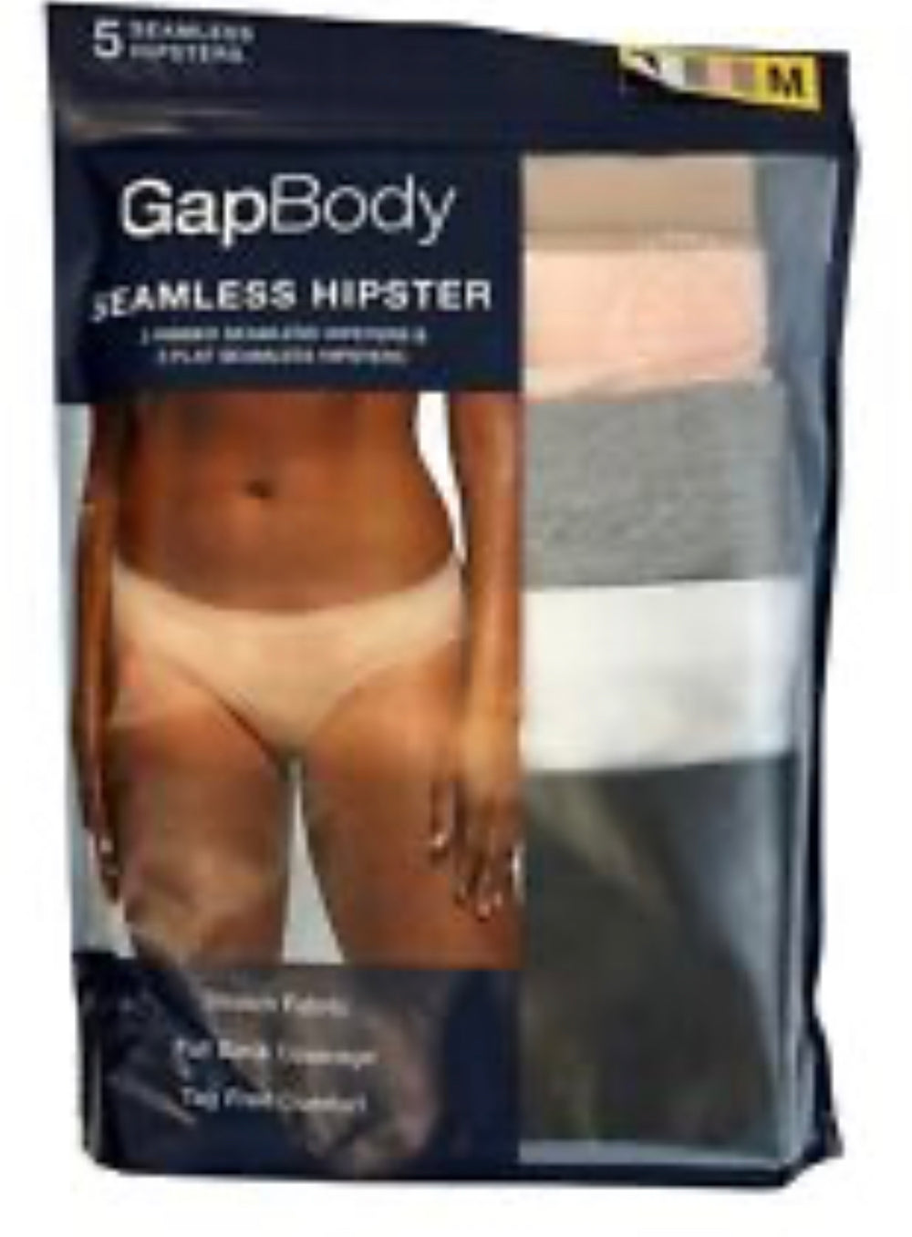 GapBody Women's 5-Pack Seamless Stretch Full Back Coverage Hipster Underwear M