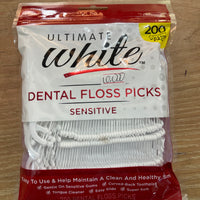 Ultimate White Dental Floss Picks Sensitive 200 pièces