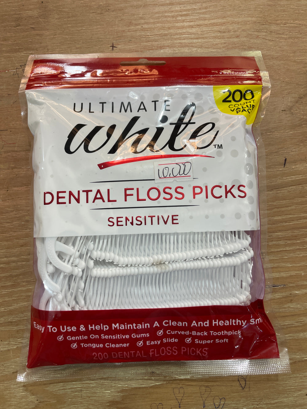 Ultimate White Dental Floss Picks Sensitive 200 pièces