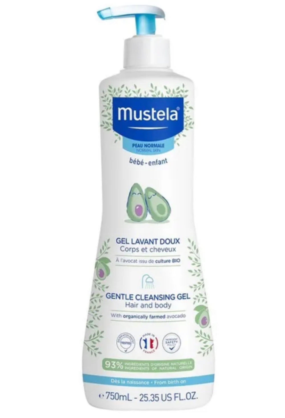 Gel lavant doux peau normale - Bébé, Enfant - Avocat bio 750 ml DLC: 05/2024