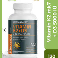 Vitamin K2 mk7 + D3 5000 IU - 120 Tablets DLC: 08/2026