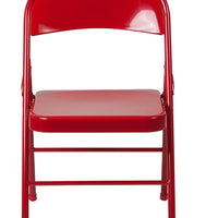 Chair, Metal Folding, Red, Double Braced