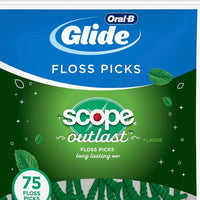 Oral-B Glide Complete Floss Picks With Scope Outlast Mint 75 pick