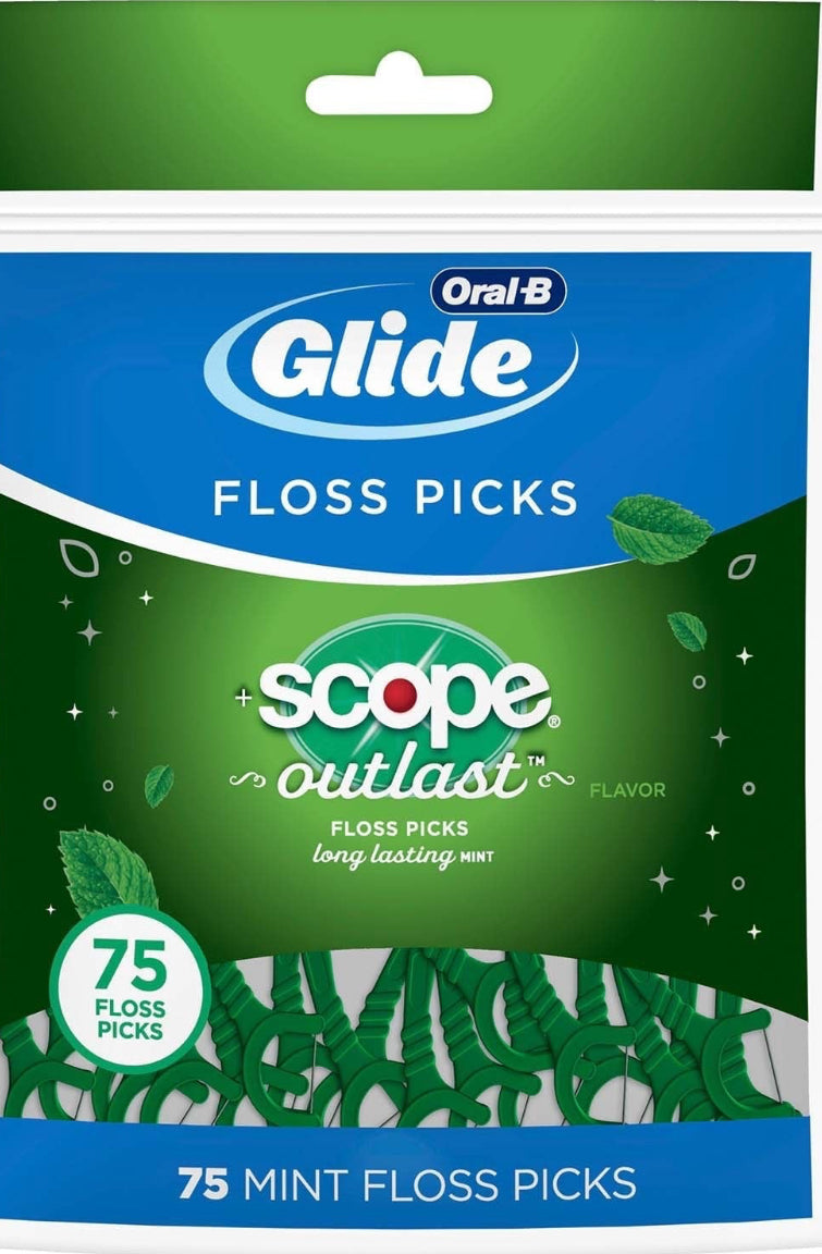 Oral-B Glide Complete Floss Picks With Scope Outlast Mint 75 pick