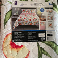 Reversible Quilt Set in-A-Tote 4 Pieces Full/ King