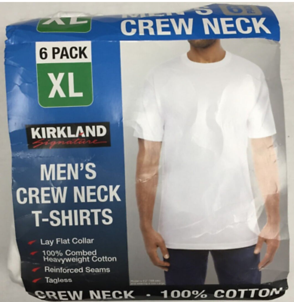 T-shirt homme à col rond Kirkland Signature équipage 6 PACK BLANC X-LARGE