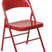 Chair, Metal Folding, Red, Double Braced