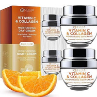 Clear Beauty Vitamin C & Collagen Day/Night Moisturizer - Restore & Brighten Skin Tone, Moisturizing, Firming Anti-Aging Cream - Korean Skin Care Duo Set Value Pack 50 ml