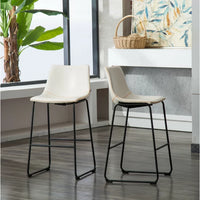 
              Set of 2 Duke Counter Height Barstools White - LumiSource: Upholstered, Metal Frame, Fixed 25.75" Seat Height
            