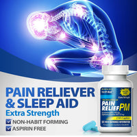 HealthA2Z® Extra Strength Pain Relief PM| Acetaminophen 500mg | Diphenhydramine 25mg | Pain Reliever & Nighttime Sleep Aid | Non-Habit Forming 150 Count