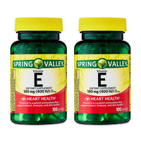 Spring Valley Vitamin E Dietary Supplement Twin Pack, 180 mg, 200 Count DLC: 05/2027