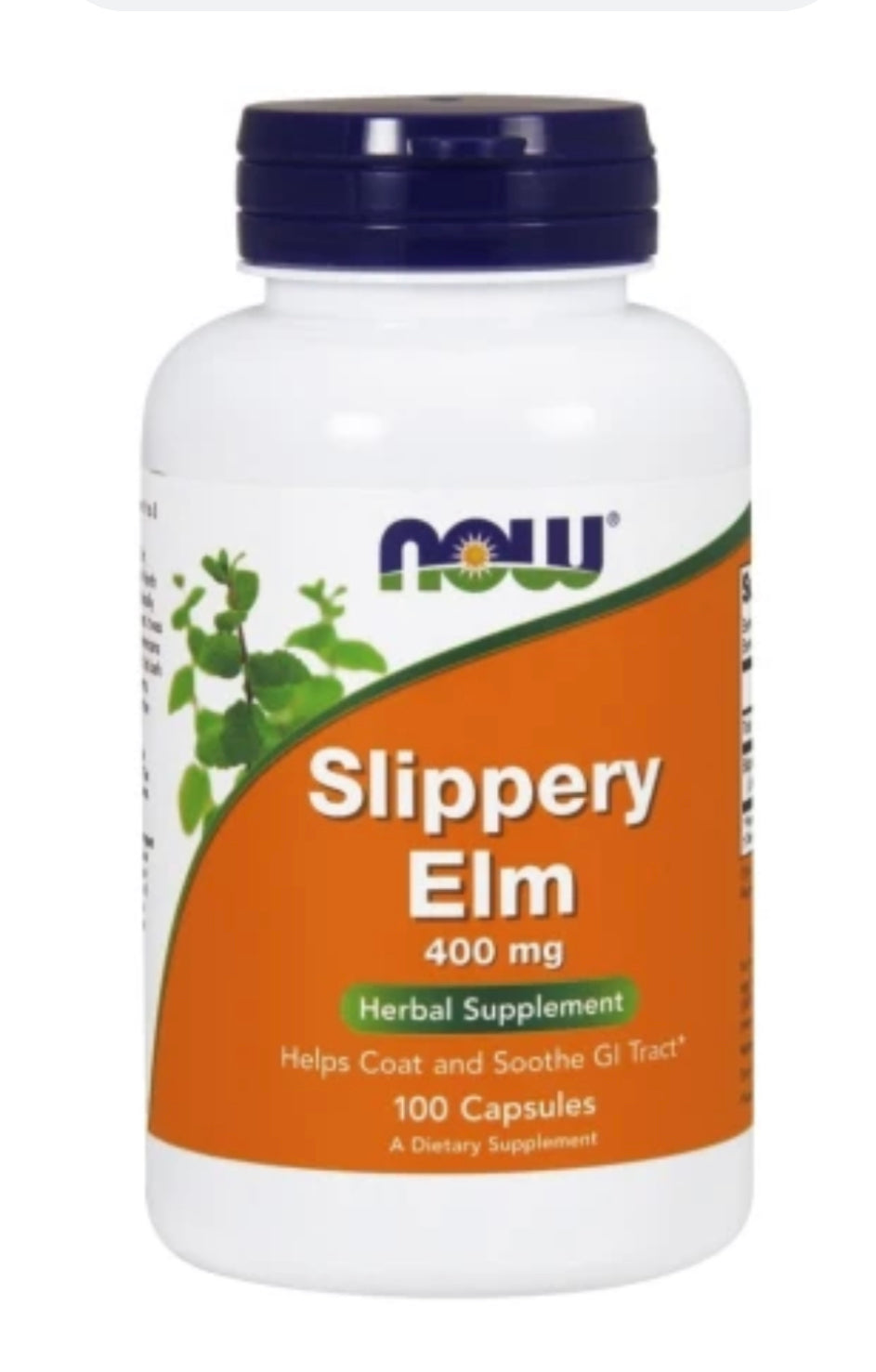 Now Foods Slippery Elm 400 mg 100 gélules DLC: 07/2028