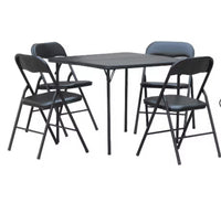 
              Peakform 5pc Folding Table Set Black: Vinyl Padded, Space-Saving Storage, No Tools Assembly
            