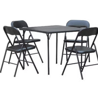 Peakform 5pc Folding Table Set Black: Vinyl Padded, Space-Saving Storage, No Tools Assembly