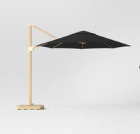 
              11'x11' Offset Patio Umbrella Black - Light Wood Pole - Threshold
            