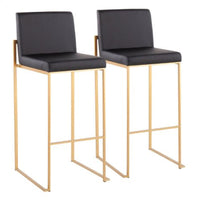 
              Set Fuji High Back Stainless Steel/Faux Leather Barstools with Gold Legs - LumiSource ( L 40cm, La 40cm, H 105cm)
            