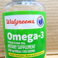 Walgreens, 1000mg OMEGA-3 from Fish Oil, 120 Softgels Lemon Flavor, EXP 07/2025