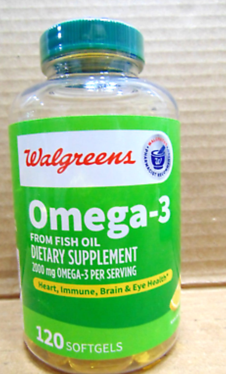 Walgreens, 1000mg OMEGA-3 from Fish Oil, 120 Softgels Lemon Flavor, EXP 07/2025