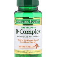 Nature's Bounty B-Complex With Folic Acid Plus Vitamin C Tablets 125/ DLC: Mars26