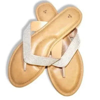 Nouvelles sandales tongs pour dames Blanc Tan Clouté Size M(8-9)