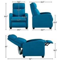 
              Yaheetech Fabric Upholstered Adjustable Recliner Chair with Pocket Spring for Living Room, Blue
            