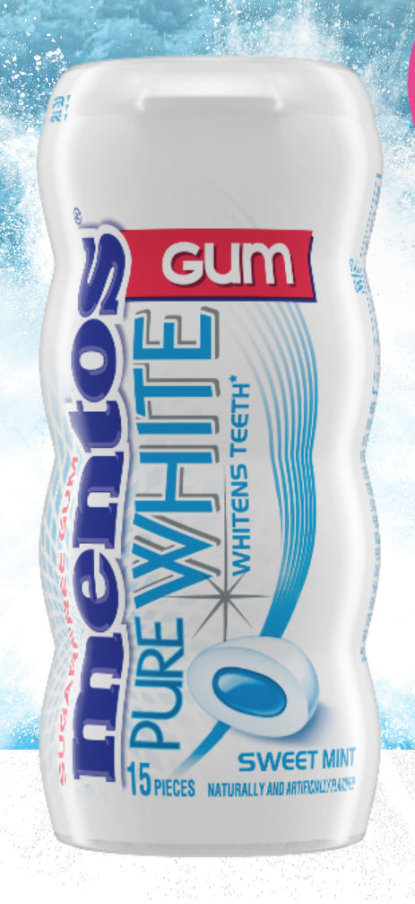 MENTOS PURE WHITE GUM SWEET MINT - 15PC POCKET BOTTLE DLC: Avril26