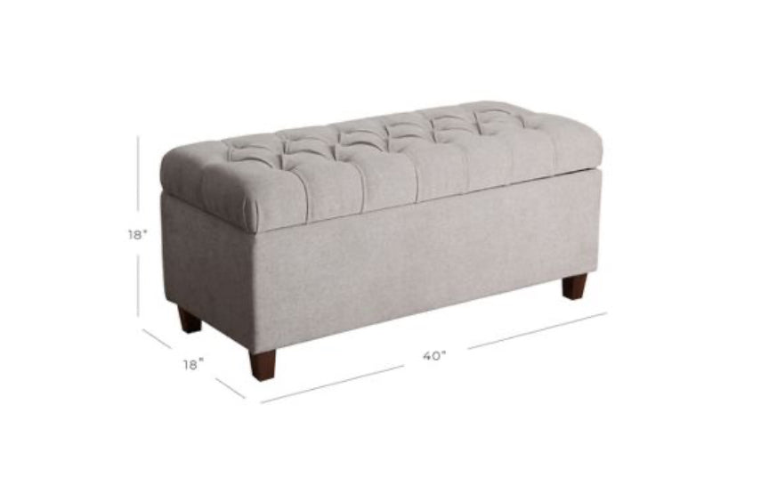 Ainsley Button Tufted Storage Bench - Silver Ash - HomePop (L 1m x 25cm, La 45cm, H 45cm,)