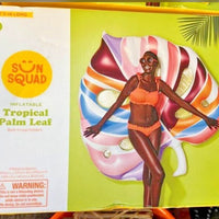 Flotteur de piscine gonflable tropical en feuille de palmier Sun Squad Jouets aquatiques d'été 5,5 pi (166 cm x 146 cm x 25.8 cm)