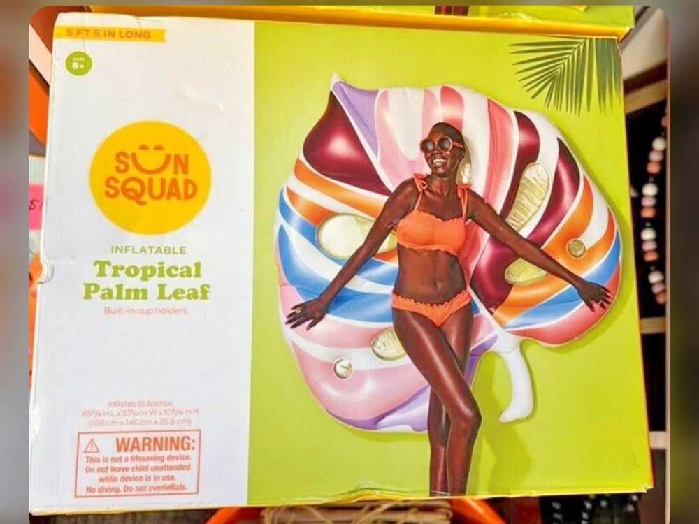 Flotteur de piscine gonflable tropical en feuille de palmier Sun Squad Jouets aquatiques d'été 5,5 pi (166 cm x 146 cm x 25.8 cm)