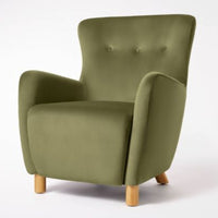 Kessler Wingback Accent Chair Olive Velvet - Threshold designed with Studio McGee