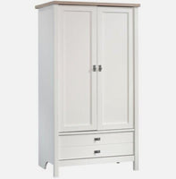 
              Sauder Cottage Road Engineered Wood Armoire in Soft White and Lintel Oak
            