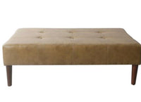 
              Tufted Coffee Table Ottoman Faux Leather Light Brown - HomePop (L 1m x 15cm, La 65cm, H 40cm,)
            