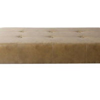 Tufted Coffee Table Ottoman Faux Leather Light Brown - HomePop (L 1m x 15cm, La 65cm, H 40cm,)