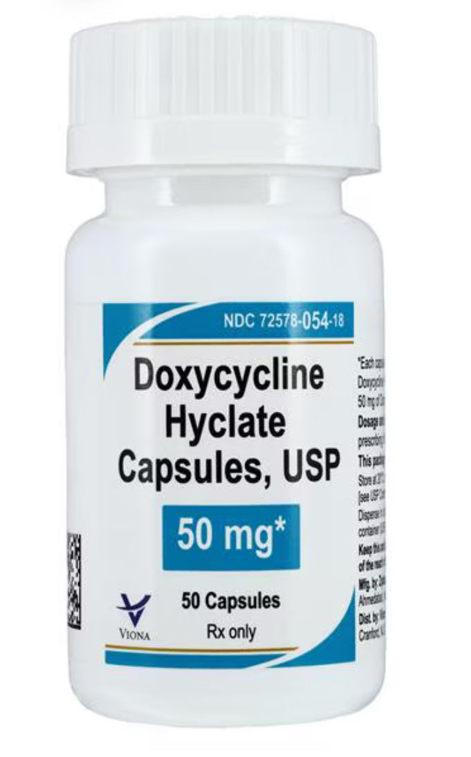 Doxycycline Hyclate Capsules 50mg Bottle 50/Bt