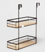 
              Over the Cabinet Tiered Shelves with Wood Matte Black - Brightroom
            