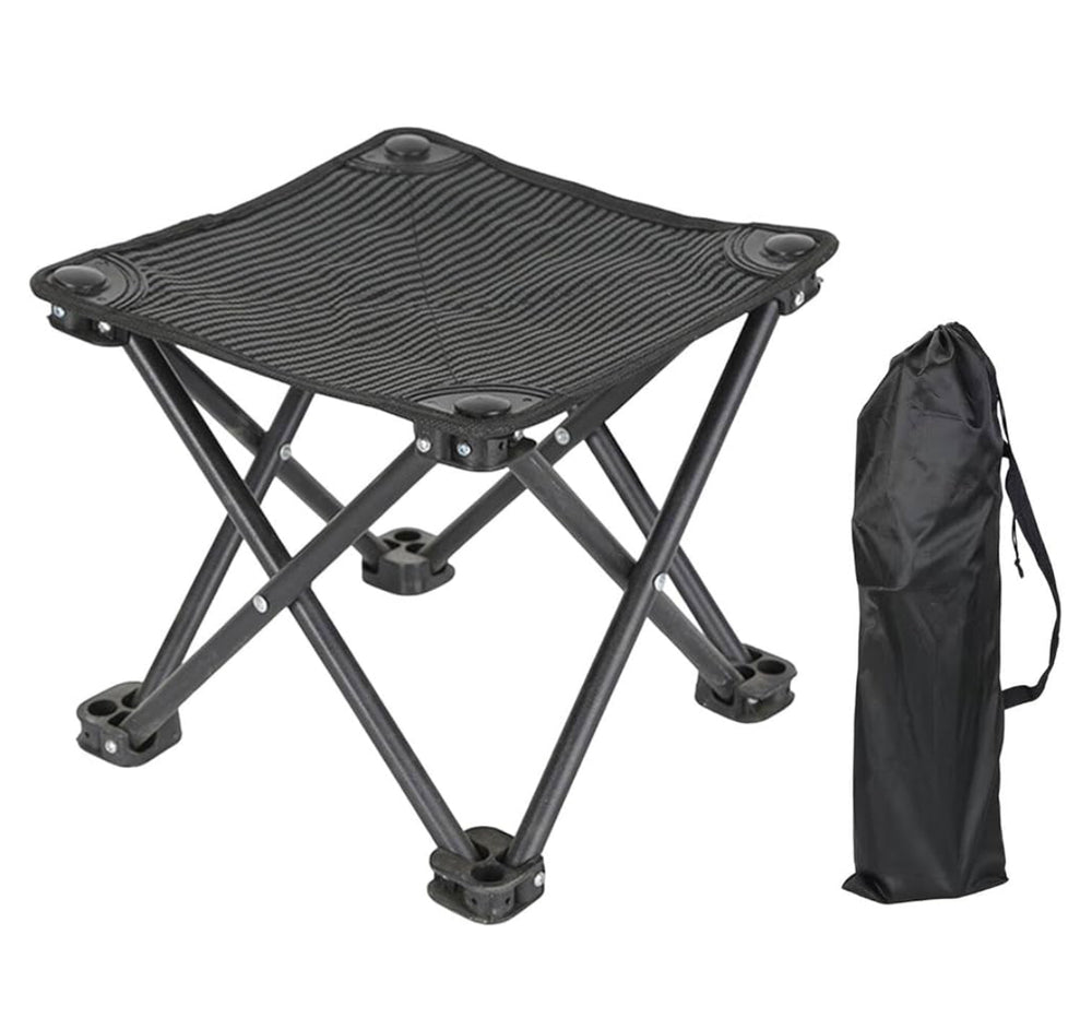 perfk Tabouret Pliant Tabouret de Camp Siège 600D Oxford Repose-Pieds en Tissu Tabouret Pliable Tabouret de Camping Pliable pour la randonnée, Le Jardinage, Noir avec Sac