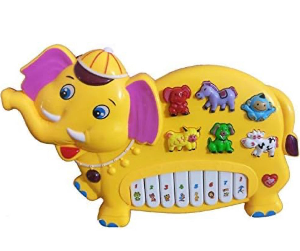 Fun N Joy Jouet de piano en forme d'éléphant pour enfants – Jouet musical multicolore