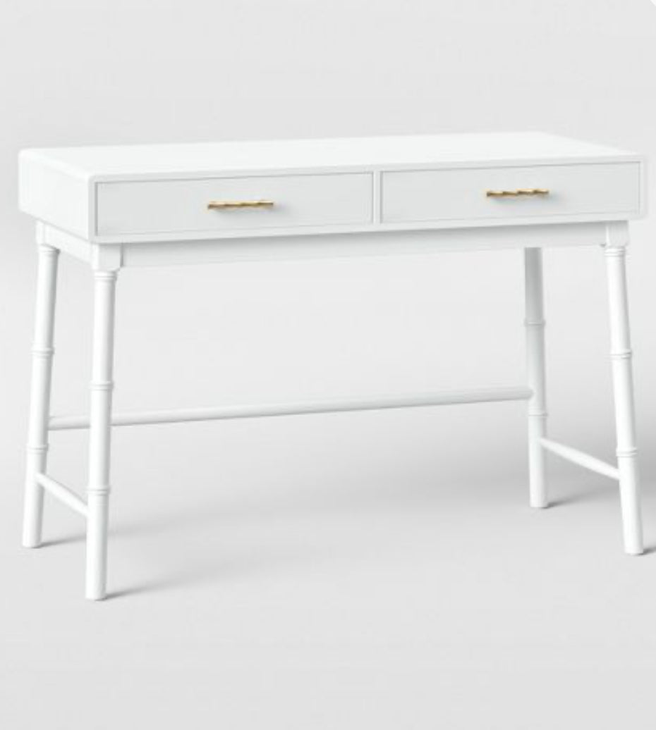 Oslari Wood Writing Desk with Drawers White - Threshold