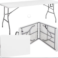 Table pliante Springos | Table pliable | Table de camping | Pliable | Portable | 180 cm x 75 cm | Blanc