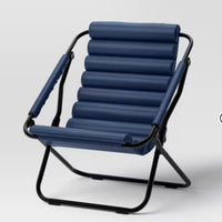 
              Sling Dorm Chair Dark Blue - Room Essentials: Foldable, Faux Leather, Foam Padded, Steel Frame
            