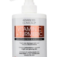 Advanced Clinicals Vitamin C Cream Dry Skin Rescue Skin Care Face & Body Cream Infused W/Turmeric Vitamin E & Shea Butter. Firming & Brightening Anti Aging Moisturizer Fragrance Free 15 Fl Oz