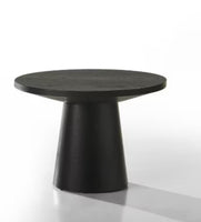 
              Dwen Small Console Tables, 35'' Width with Black Grain Paper Round Top Pedestal Console Table Behind Couch-Maison Boucle
            